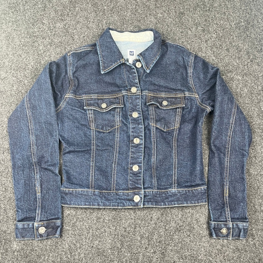 Gap Factory Store Womens Denim Jacket Dark Wash Indigo Stretch Size S